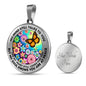 AG2408039 My Mind Still Talks To You Orange Monarch Butterflies Flower Luxury Necklace with Back Engraving