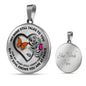 B0708027 My Mind Still Talks To You Orange And Pink Butterflies Black Rose And Heart Shape Luxury Necklace with Back Engraving