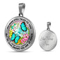 AG2408001 My Mind Still Talks To You Turquoise Butterflies Flower Luxury Necklace with Back Engraving