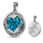 SP0109006 My Mind Still Talks To You Blue Butterflies Broken Heart Luxury Necklace with Back Engraving