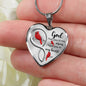 KT0093 Caridnal Red Bird God Has You In His Arms I Have You In My Heart Love Infinity Heartbeat Heart Pendant Luxury Necklace with Back Engraving