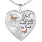 Orange Butterfly God Has You Memorial Heart Pendant Necklace HNLVBC0001