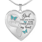 Turquoise Butterfly God Has You Memorial Heart Pendant Necklace HNLVBC0001