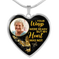 Golden Hummingbird Your Wings HNLVBC0025 Personalized Memorial Heart Pendant Necklace