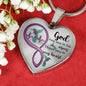 KT0080 Hummingbird God Has You In His Arms I Have You In My Heart Purple Love Infinity Heartbeat Heart Pendant Luxury Necklace with Back Engraving