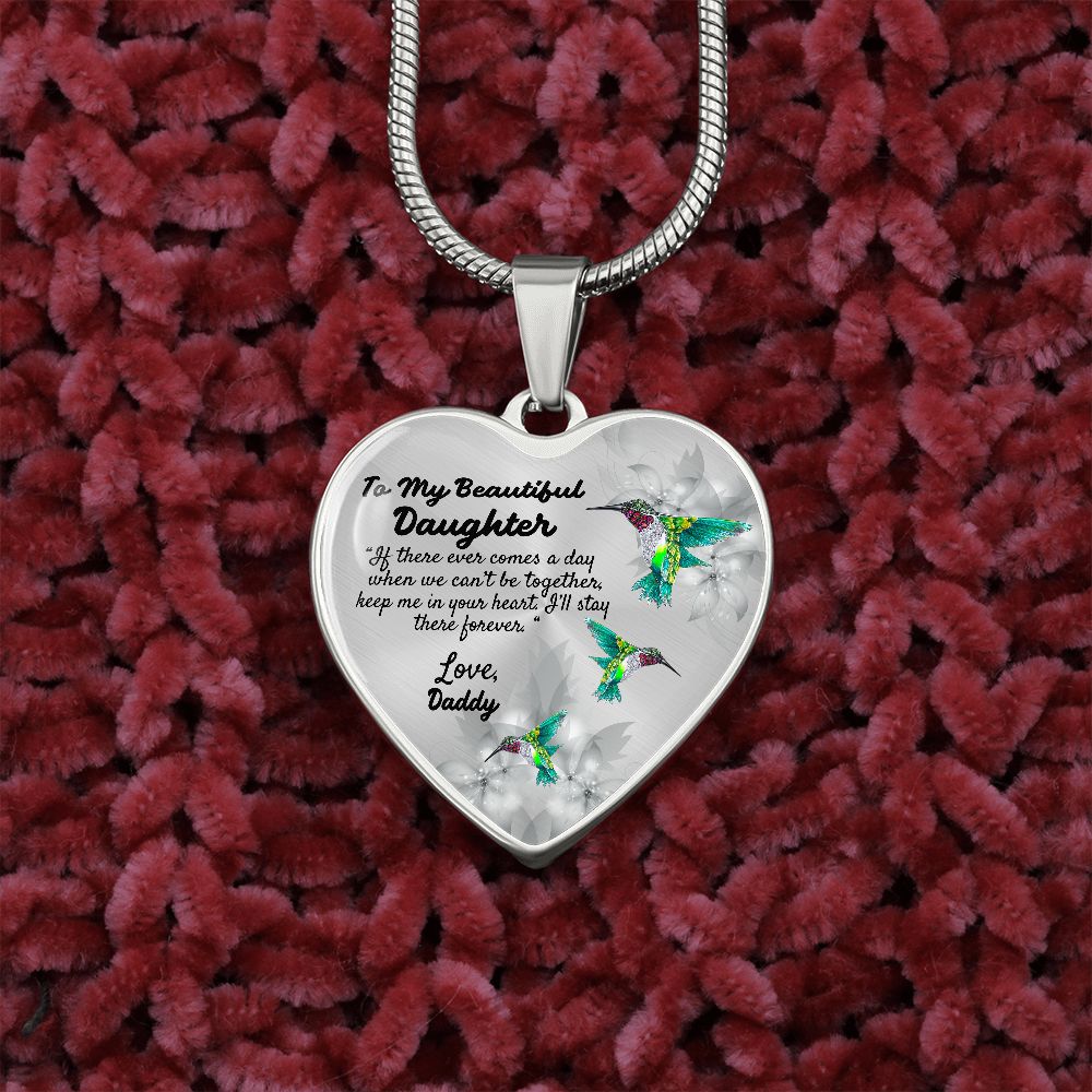 To My Beautiful Daughter Heart Necklace Birthday Gift, Christmas Gift From Daddy