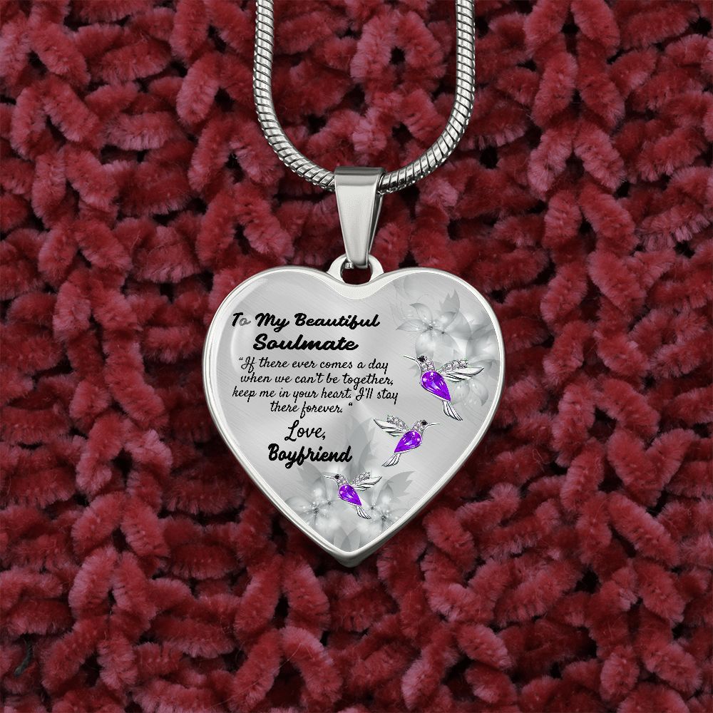 To My Beautiful Soulmate Heart Necklace Birthday Gift, Christmas Gift From Boyfriend