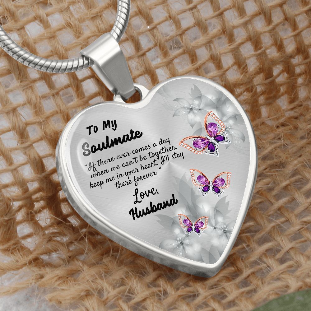 To My Soulmate Heart Necklace Christmas Gift, Birthday Gift From Husband