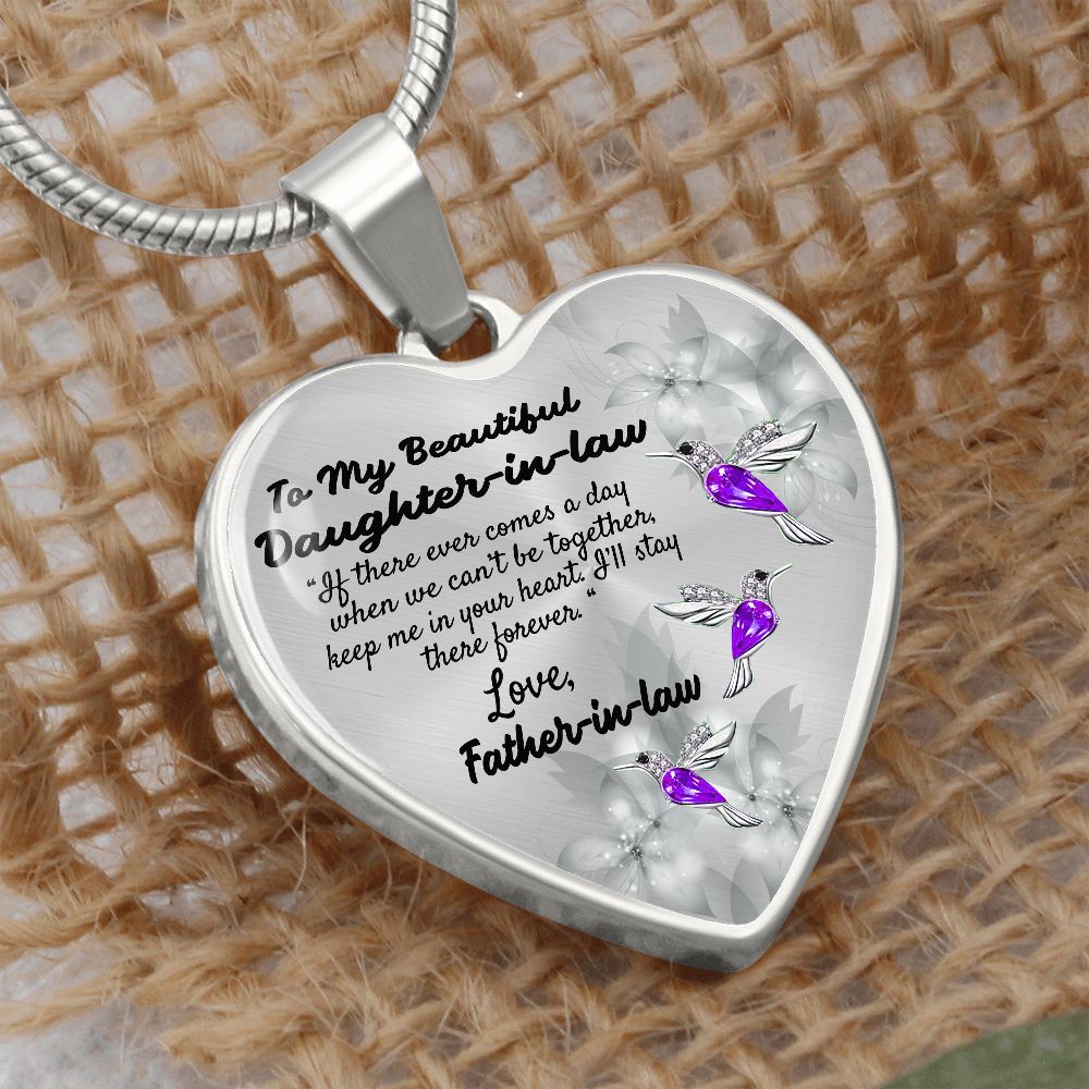 To My Beautiful Daughter-in-law Heart Necklace Birthday Gift, Christmas Gift From Father-in-law