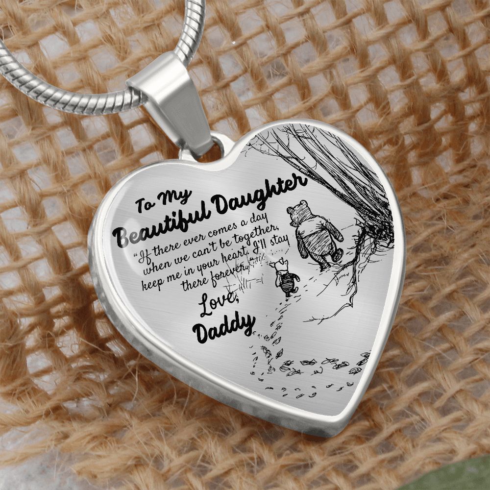 To My Beautiful Daughter Heart Necklace Birthday Gift, Christmas Gift From Daddy
