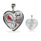 KT0093 Caridnal Red Bird God Has You In His Arms I Have You In My Heart Love Infinity Heartbeat Heart Pendant Luxury Necklace with Back Engraving
