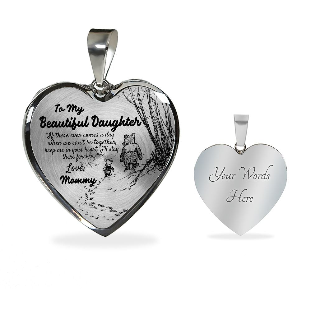 To My Beautiful Daughter Heart Necklace Birthday Gift, Christmas Gift From Mommy