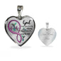 KT0080 Hummingbird God Has You In His Arms I Have You In My Heart Purple Love Infinity Heartbeat Heart Pendant Luxury Necklace with Back Engraving