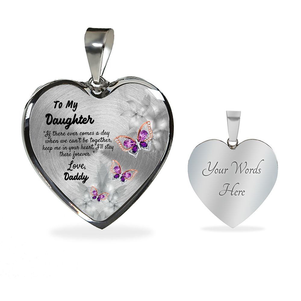 To My Daughter Heart Necklace Christmas Gift, Birthday Gift From Daddy