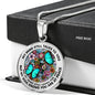 AG2608004 My Mind Still Talks To You Turquoise Butterflies Flower Luxury Necklace with Back Engraving