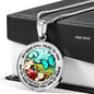 AG2508008 My Mind Still Talks To You Turquoise Butterflies Flower Luxury Necklace with Back Engraving