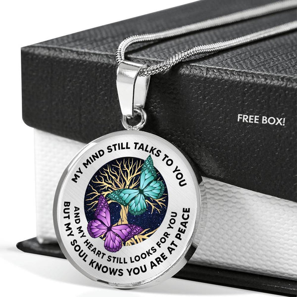 My Mind Still Talks To You Butterfly Luxury Necklace with Back Engraving