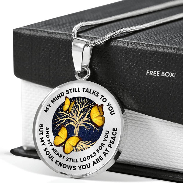 My Mind Still Talks To You Three Yellow Butterflies Tree Of Life Luxury Necklace with Back Engraving