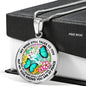 AG2408001 My Mind Still Talks To You Turquoise Butterflies Flower Luxury Necklace with Back Engraving