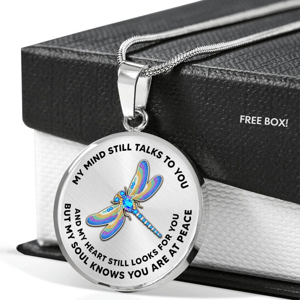 My Mind Still Talks To You Dragonfly Luxury Necklace with Back Engraving