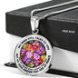 AG2808016 My Mind Still Talks To You Purple Butterflies Flower Luxury Necklace with Back Engraving