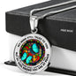 AG2608008 My Mind Still Talks To You Turquoise Butterflies Flower Luxury Necklace with Back Engraving