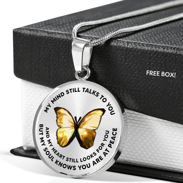 My Mind Still Talks To You Golden Butterfly 2 Luxury Necklace with Back Engraving