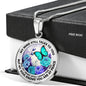 AG2208008 My Mind Still Talks To You Turquoise Butterflies Flower Luxury Necklace with Back Engraving