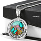 AG2508009 My Mind Still Talks To You Turquoise Butterflies Flower Luxury Necklace with Back Engraving