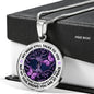 AG2008017 My Mind Still Talks To You Purple Butterflies Tree Of Life Luxury Necklace with Back Engraving