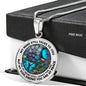 AG2508028 My Mind Still Talks To You Blue Butterflies Flower Luxury Necklace with Back Engraving