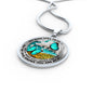 AG2508007 My Mind Still Talks To You Turquoise Butterflies Flower Luxury Necklace with Back Engraving