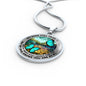AG2508004 My Mind Still Talks To You Turquoise Butterflies Flower Luxury Necklace with Back Engraving