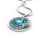 AG2408035 My Mind Still Talks To You Blue Butterflies Flower Luxury Necklace with Back Engraving