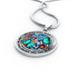 AG2408003 My Mind Still Talks To You Turquoise Butterflies Flower Luxury Necklace with Back Engraving