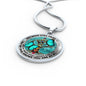 AG2008001 My Mind Still Talks To You Turquoise Butterflies Tree Of Life Luxury Necklace with Back Engraving