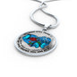 SP0109004 My Mind Still Talks To You Blue Butterflies Broken Heart And Rose Luxury Necklace with Back Engraving