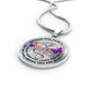 JL2007013 My Mind Still Talks To You Purple Butterflies Three Rose And Silver Cross Luxury Necklace with Back Engraving
