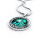 AG2208002 My Mind Still Talks To You Turquoise Butterflies Tree Of Life Meditation Luxury Necklace with Back Engraving