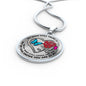 B0708072 My Mind Still Talks To You Turquoise And Pink Butterflies Rose And Silver Heart Shape Luxury Necklace with Back Engraving