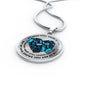 TM0002 My Mind Still Talks To You Blue Butterfly Broken Heart Luxury Necklace with Back Engraving