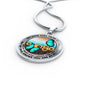 AG2508003 My Mind Still Talks To You Turquoise Butterflies Flower Luxury Necklace with Back Engraving