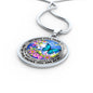 AG2408014 My Mind Still Talks To You Blue Butterflies Flower Luxury Necklace with Back Engraving