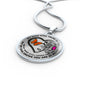 B0708027 My Mind Still Talks To You Orange And Pink Butterflies Black Rose And Heart Shape Luxury Necklace with Back Engraving