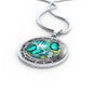 AG2408008 My Mind Still Talks To You Turquoise Butterflies Flower Luxury Necklace with Back Engraving
