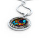 AG2608034 My Mind Still Talks To You Blue Butterflies Flower Luxury Necklace with Back Engraving