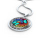 AG2408007 My Mind Still Talks To You Turquoise Butterflies Flower Luxury Necklace with Back Engraving