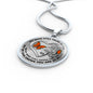 B0708033 My Mind Still Talks To You Orange Butterflies Silver Rose And Heart Shape Luxury Necklace with Back Engraving