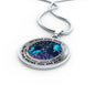 AG0608004 My Mind Still Talks To You Blue Butterflies Metal Tree Of Life Luxury Necklace with Back Engraving