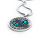 AG2508028 My Mind Still Talks To You Blue Butterflies Flower Luxury Necklace with Back Engraving